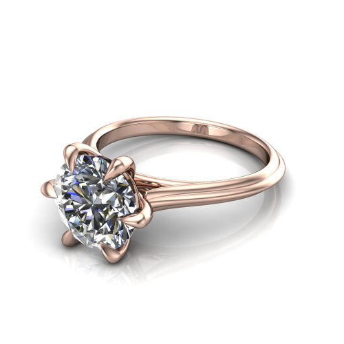 Arleia Round Shape Classic Engagement Ring in 18K Rose Gold
