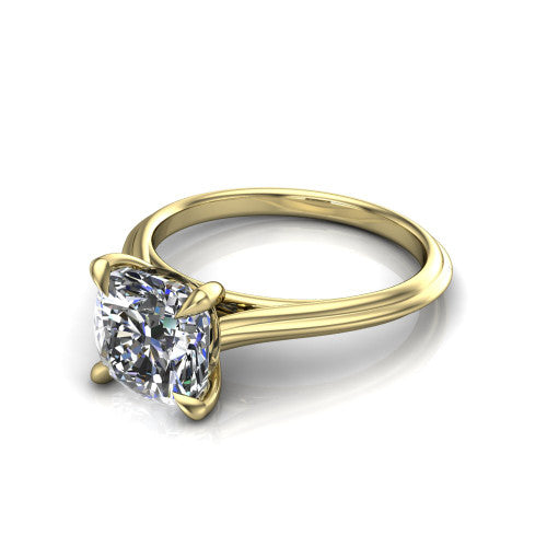 Arleia Cushion Shape Classic Engagement Ring in 18K Yellow Gold