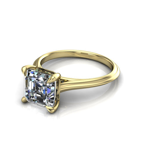 Arleia Square Emerald Shape Classic Engagement Ring in 14K Yellow Gold