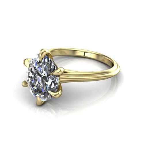 Arleia Oval Shape Classic Engagement Ring in 18K Yellow Gold