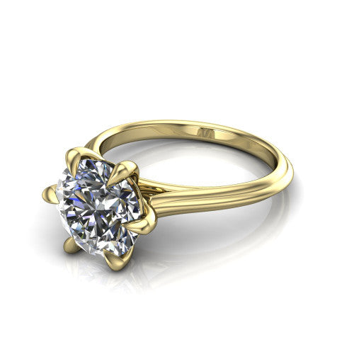 Arleia Round Shape Classic Engagement Ring in 18K Yellow Gold