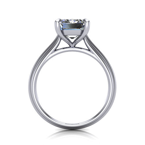 Arleia Emerald Shape Classic Engagement Ring in 18K White Gold