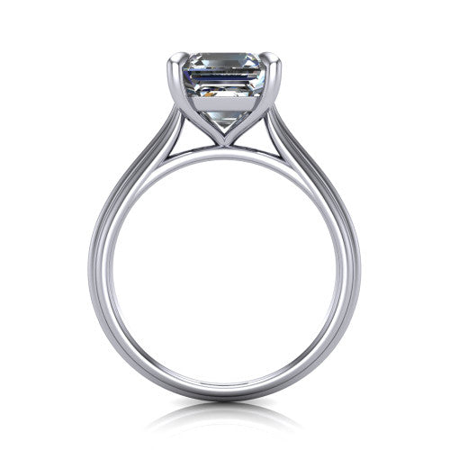 Arleia Square Emerald Shape Classic Engagement Ring in Platinum