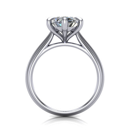 Arleia Oval Shape Classic Engagement Ring in 18K White Gold
