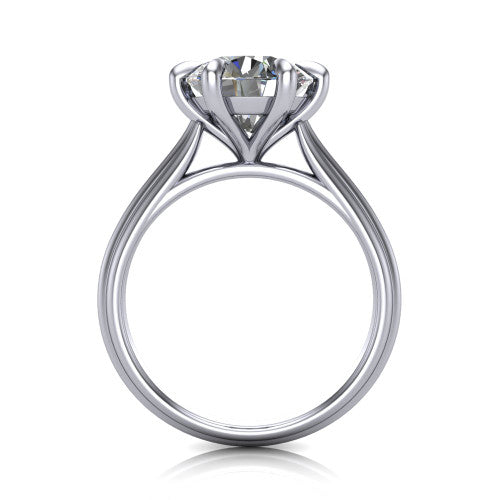 Arleia Round Shape Classic Engagement Ring in 18K White Gold