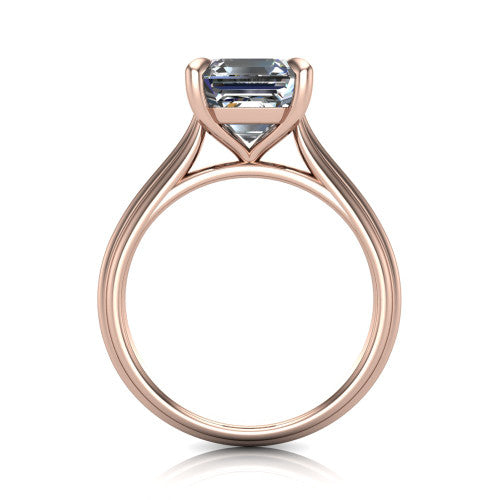 Arleia Square Emerald Shape Classic Engagement Ring in 18K Rose Gold