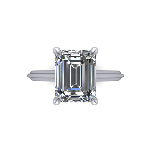 Arleia Emerald Shape Classic Engagement Ring in 18K White Gold