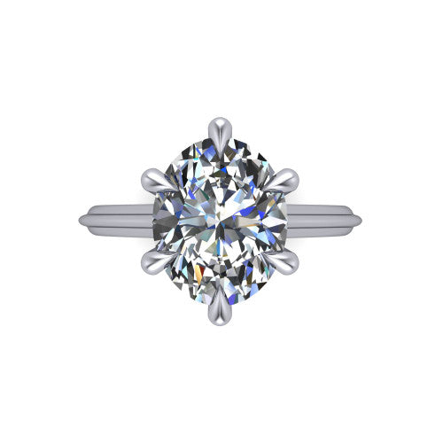 Arleia Oval Shape Classic Engagement Ring in 14K White Gold