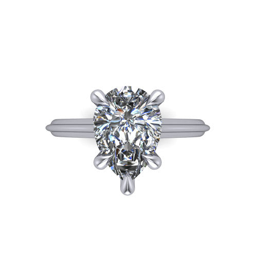 Arleia Pear Shape Classic Engagement Ring in 14K White Gold