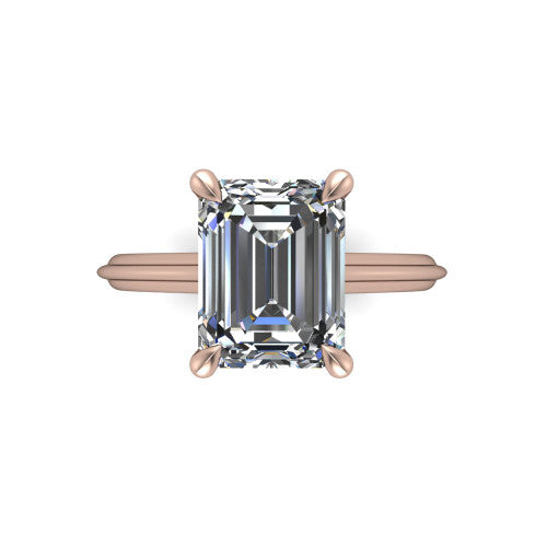 Arleia Emerald Shape Classic Engagement Ring in 18K Rose Gold