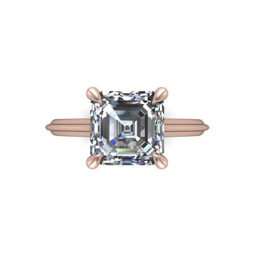 Arleia Square Emerald Shape Classic Engagement Ring in 18K Rose Gold