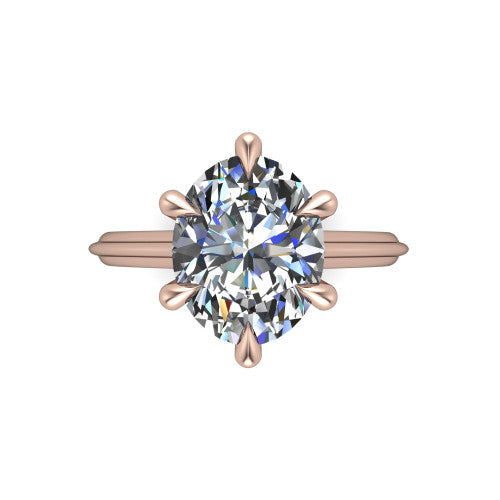 Arleia Oval Shape Classic Engagement Ring in 14K Rose Gold