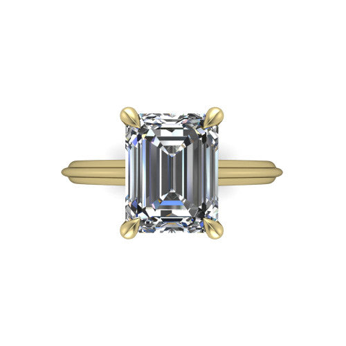 Arleia Emerald Shape Classic Engagement Ring in 14K Yellow Gold