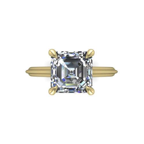 Arleia Square Emerald Shape Classic Engagement Ring in 18K Yellow Gold