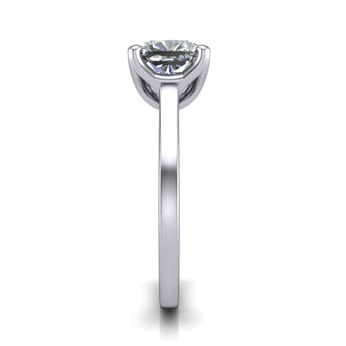 Destiny cushion halo engagement ring in 14K White Gold with pavé halo, side profile showing the band