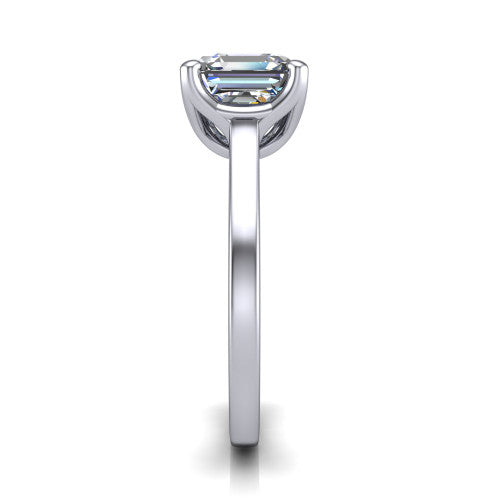 Destiny asscher halo engagement ring in Platinum with pavé halo, side profile showing the band
