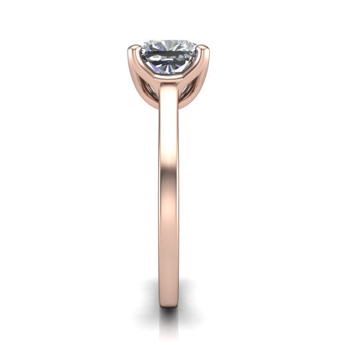 Destiny cushion halo engagement ring in 18K Rose Gold with pavé halo, side profile showing the band