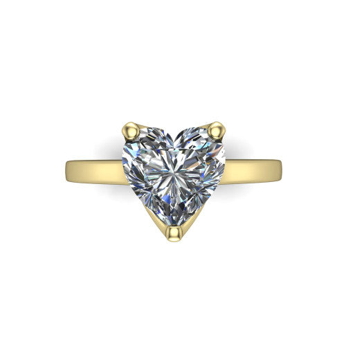 Destiny heart solitaire engagement ring in 14K Yellow Gold with plain band, top-down view