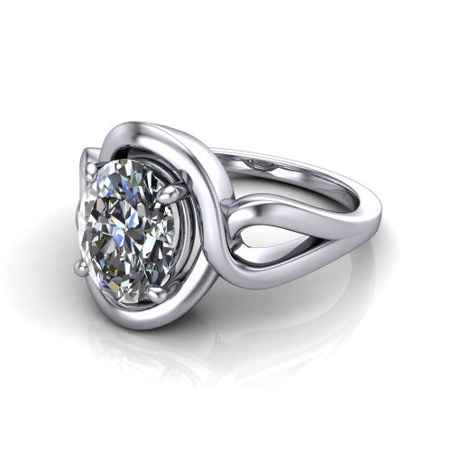 Esme Oval Shape Classic Engagement Ring in 14K White Gold
