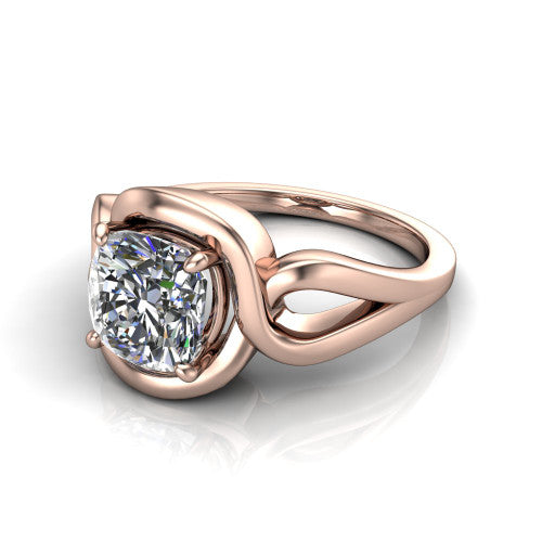 Esme Cushion Shape Classic Engagement Ring in 18K Rose Gold