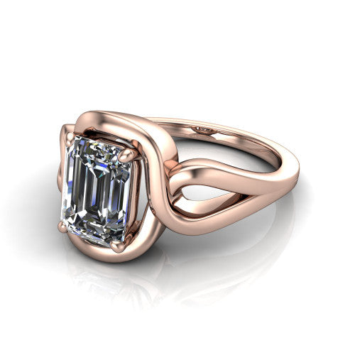 Esme Emerald Shape Classic Engagement Ring in 14K Rose Gold
