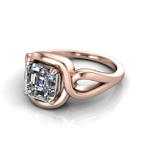 Esme Square Emerald Shape Classic Engagement Ring in 18K Rose Gold