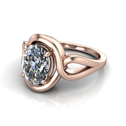Esme Oval Shape Classic Engagement Ring in 18K Rose Gold