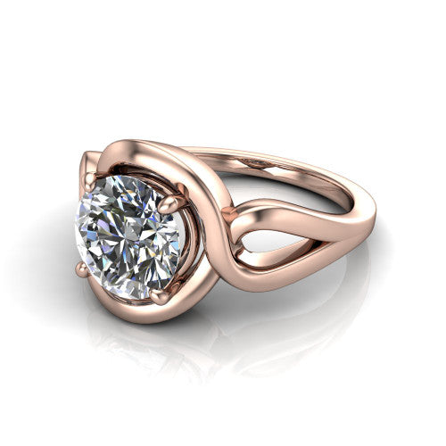 Esme Round Shape Classic Engagement Ring in 18K Rose Gold