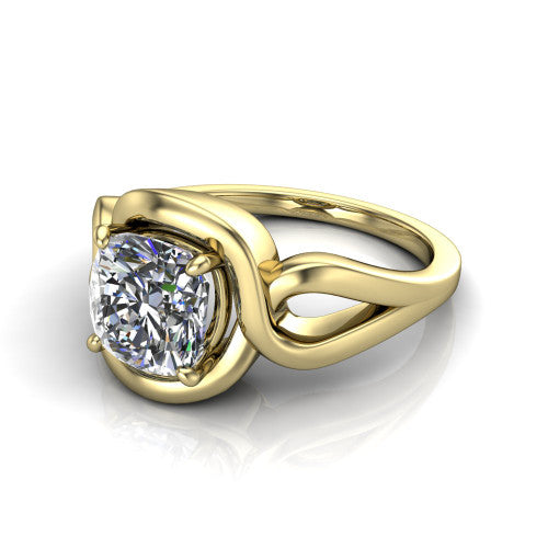 Esme Cushion Shape Classic Engagement Ring in 14K Yellow Gold