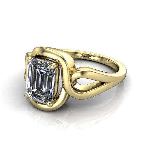 Esme Emerald Shape Classic Engagement Ring in 18K Yellow Gold