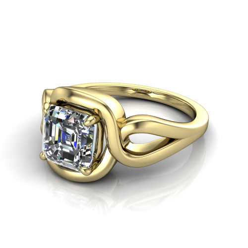 Esme Square Emerald Shape Classic Engagement Ring in 14K Yellow Gold