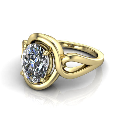 Esme Oval Shape Classic Engagement Ring in 18K Yellow Gold
