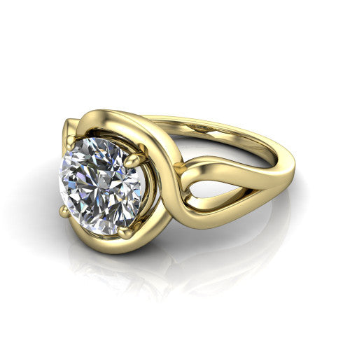 Esme Round Shape Classic Engagement Ring in 18K Yellow Gold