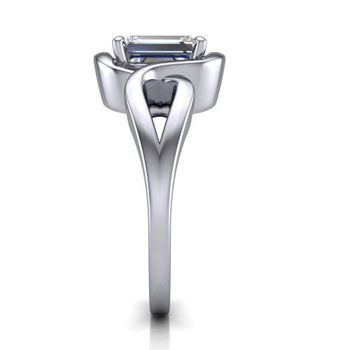 Esme Emerald Shape Classic Engagement Ring in 18K White Gold