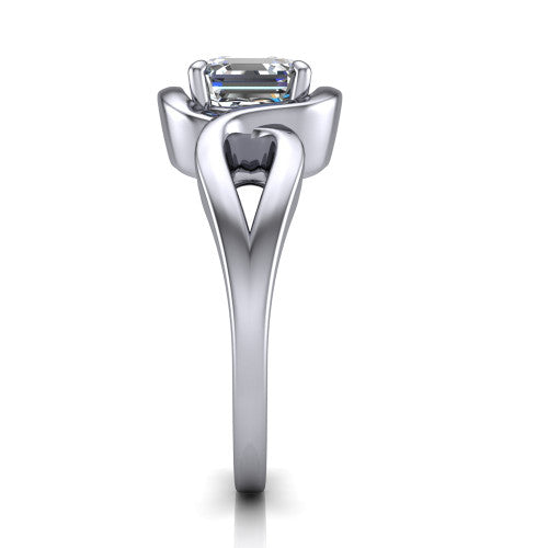 Esme Square Emerald Shape Classic Engagement Ring in 18K White Gold