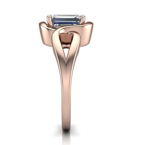 Esme Emerald Shape Classic Engagement Ring in 14K Rose Gold