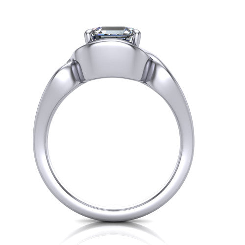 Esme Square Emerald Shape Classic Engagement Ring in 14K White Gold