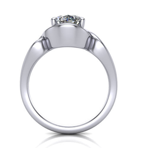 Esme Oval Shape Classic Engagement Ring in 18K White Gold
