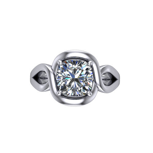 Esme Cushion Shape Classic Engagement Ring in Platinum