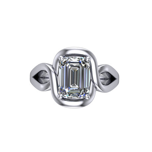 Esme Emerald Shape Classic Engagement Ring in Platinum