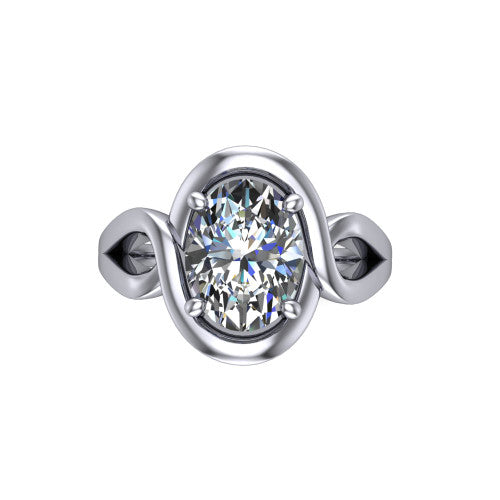 Esme Oval Shape Classic Engagement Ring in Platinum