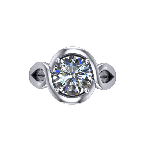 Esme Round Shape Classic Engagement Ring in 18K White Gold