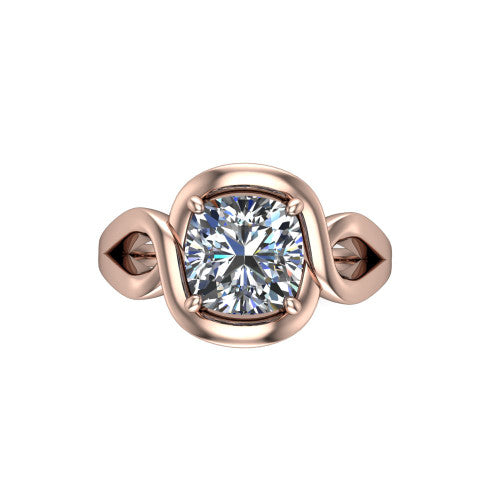Esme Cushion Shape Classic Engagement Ring in 18K Rose Gold