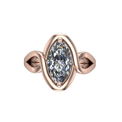 Esme Marquise Shape Classic Engagement Ring in 14K Rose Gold