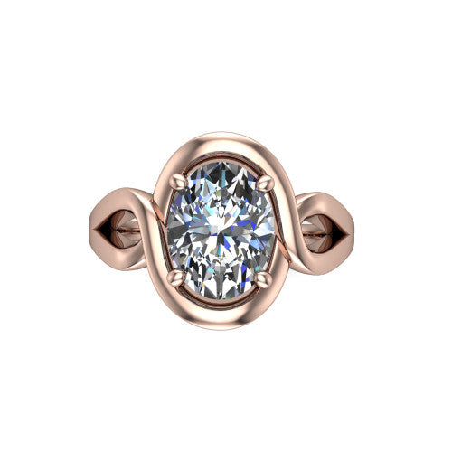 Esme Oval Shape Classic Engagement Ring in 18K Rose Gold