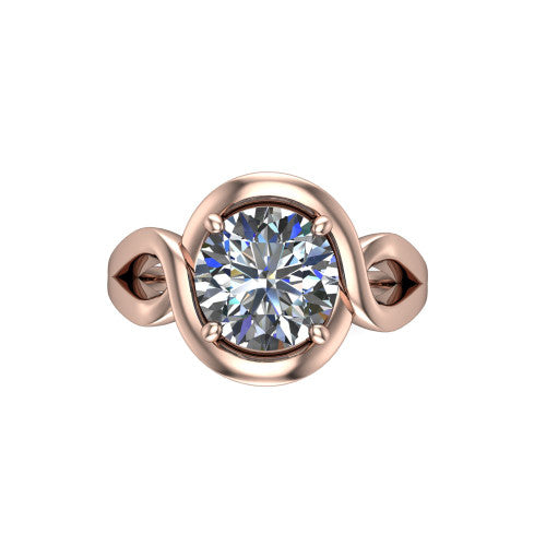 Esme Round Shape Classic Engagement Ring in 18K Rose Gold