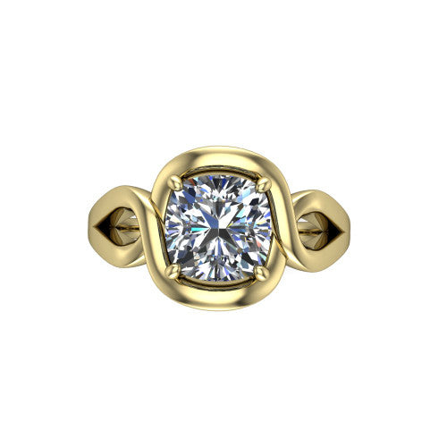 Esme Cushion Shape Classic Engagement Ring in 18K Yellow Gold