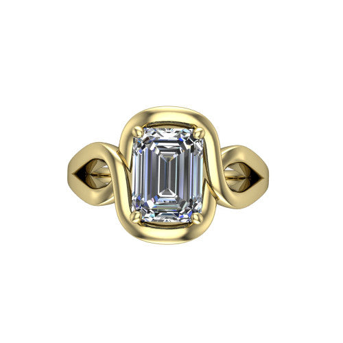 Esme Emerald Shape Classic Engagement Ring in 18K Yellow Gold