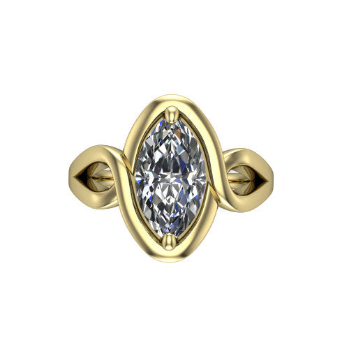 Esme Marquise Shape Classic Engagement Ring in 14K Yellow Gold
