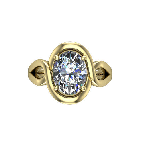 Esme Oval Shape Classic Engagement Ring in 18K Yellow Gold
